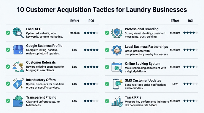 10 customer acquisition tactics for laundry businesses